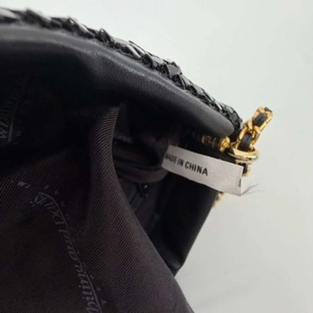 Whiting and‎ Davis Black Mesh Evening Shoulder Bag Gold Chain Clasp